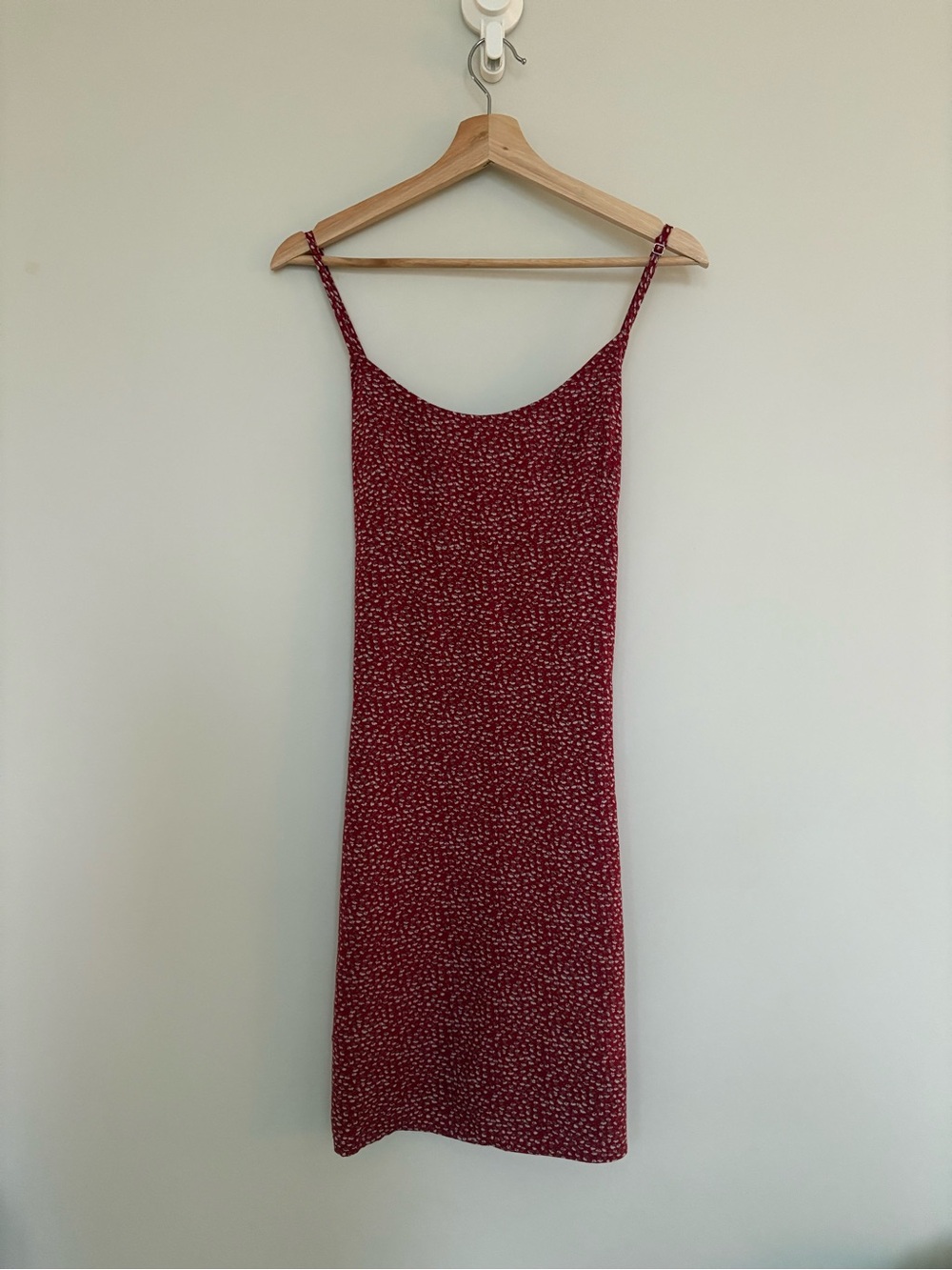 Brandy Melville Red Micro-Floral Midi Dress